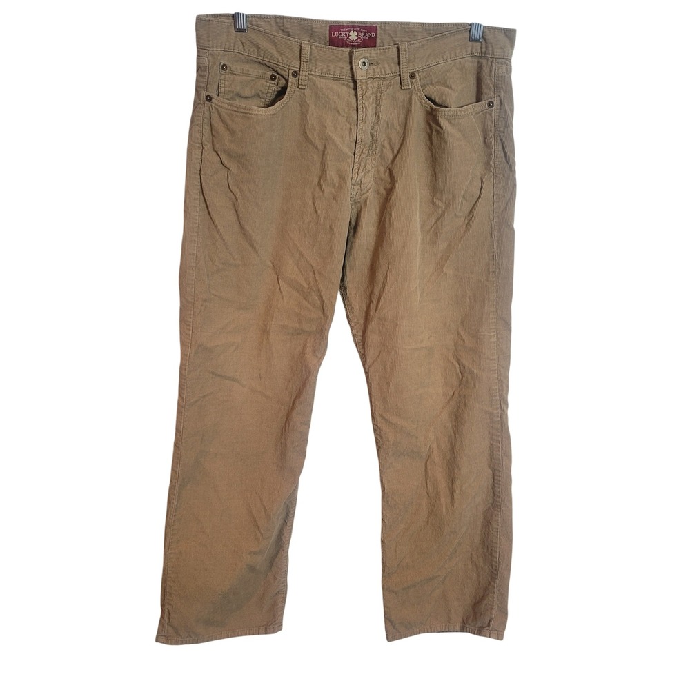 Lucky Brand 361 Vintage Straight Corduroy Pants Mens 36 x 30 Tan Khaki Cotton